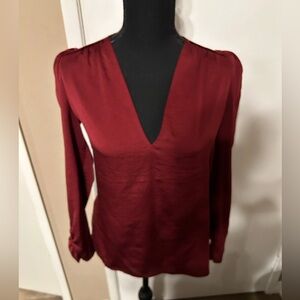Express Silky Dark Red VNeck Blouse XS